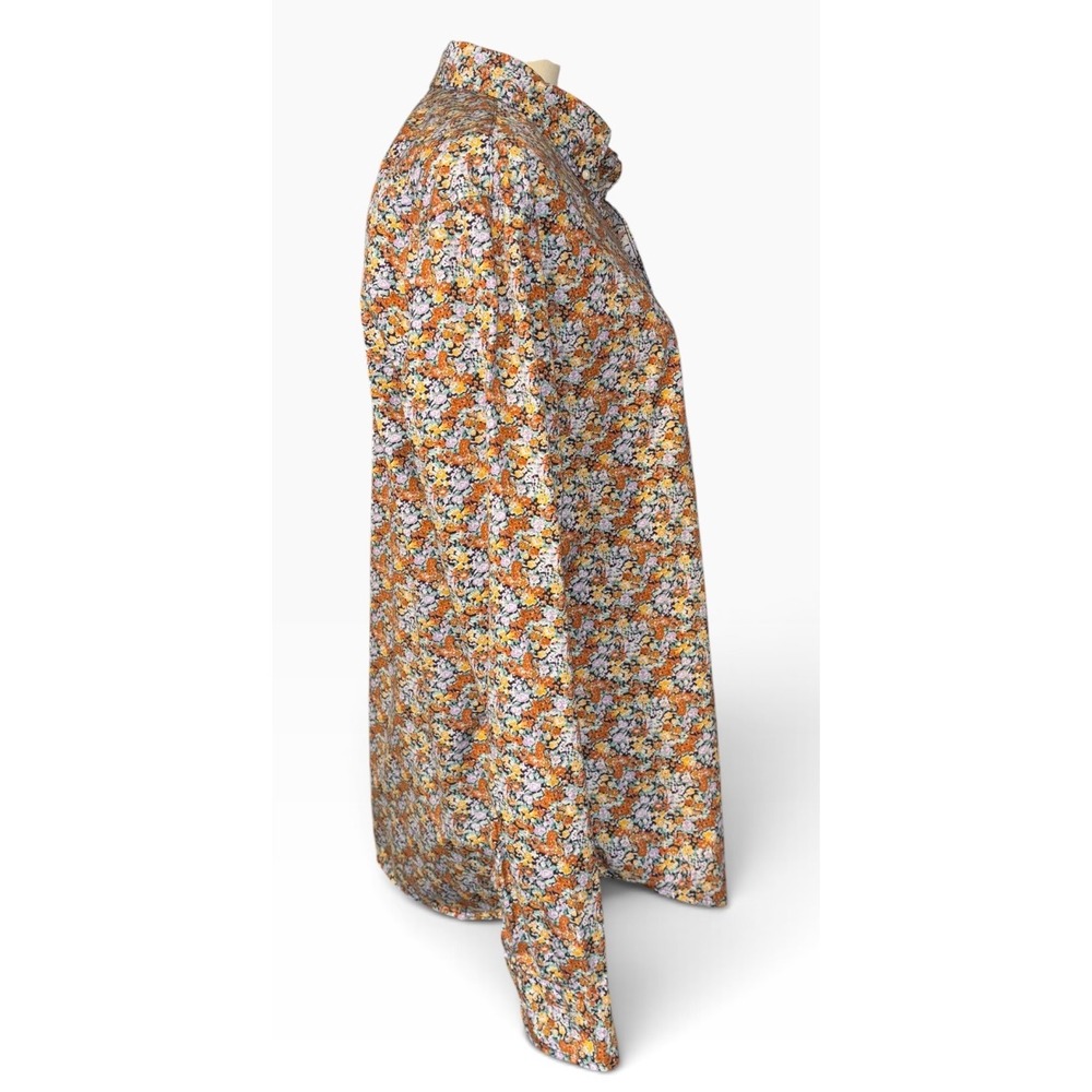 J.Crew Secret Wash Slim Fit Floral Button Down Shirt Orange Purple Large Pocket - Picture 4 of 13